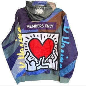 Keith Haring x Members Only Men's DJ Graffiti Art Sketch Hoodie Size Large NWT